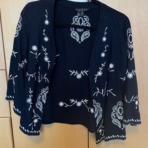 Navy and White Embroidered Jacket